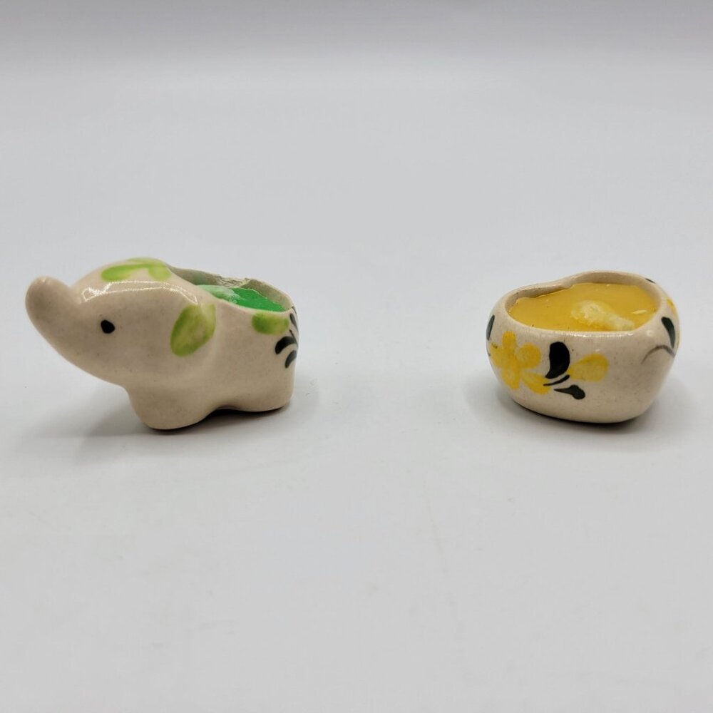 Miniature Ceramic Elephant & Heart Shaped Tealight Doll House Wax Candles